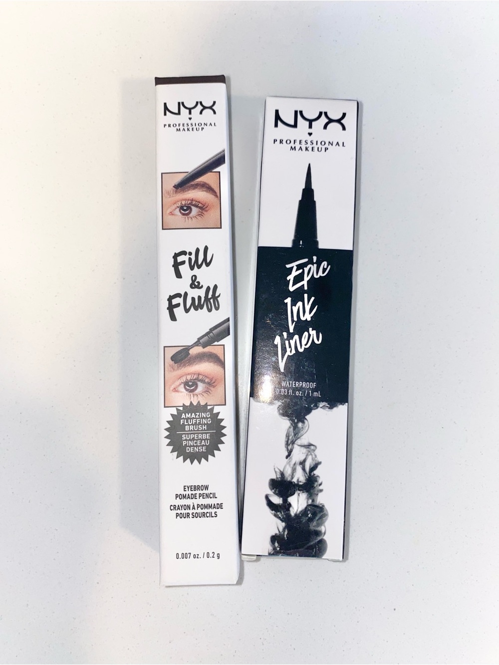 NIB NEW NYX Fill & Fluff Brow Pencil and Epic Ink Liner Black & White Bundle Set - Picture 1 of 3